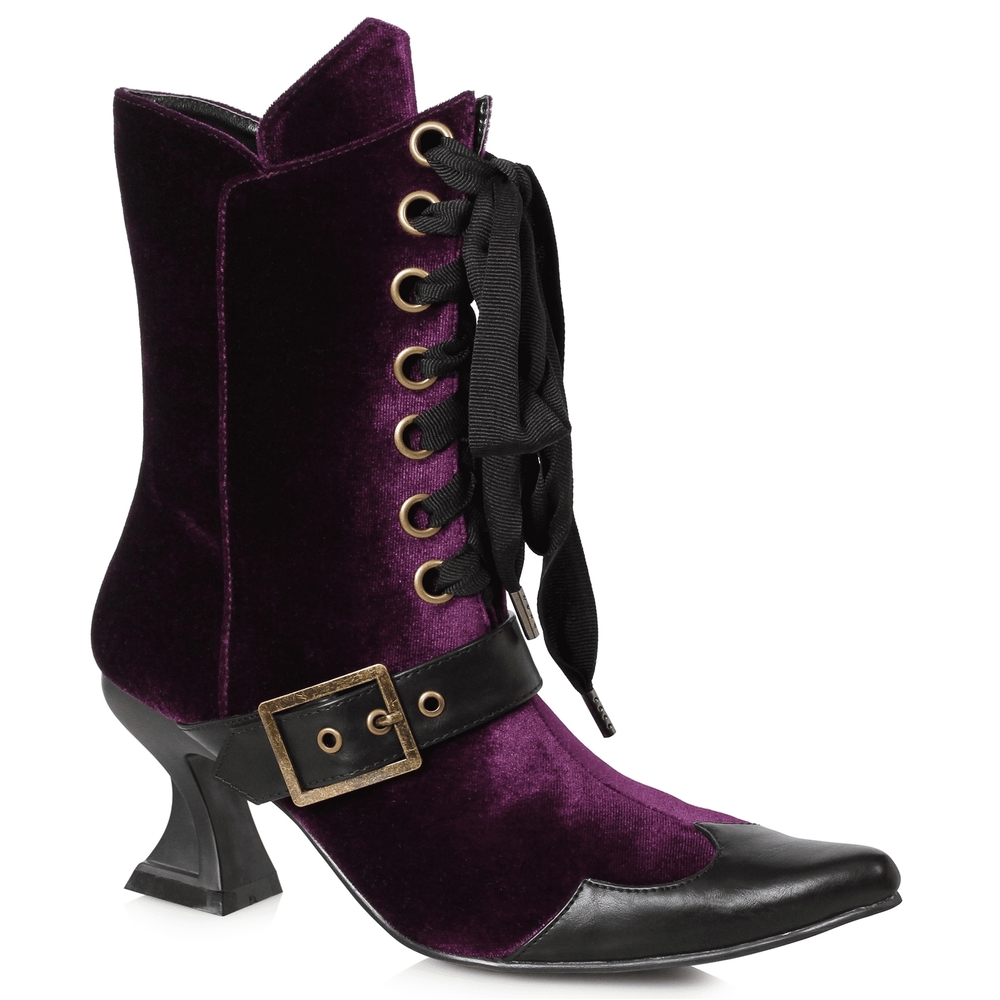 Elegant Purple and Black Women's Ankle Boots By ELLIE - Picture 4 of 10